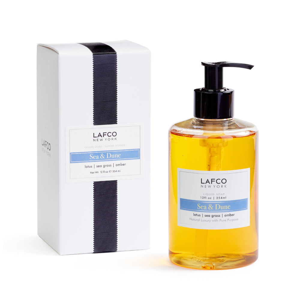 LAFCO New York Sea and Dune liquid soap bottle front showing product packaging and label