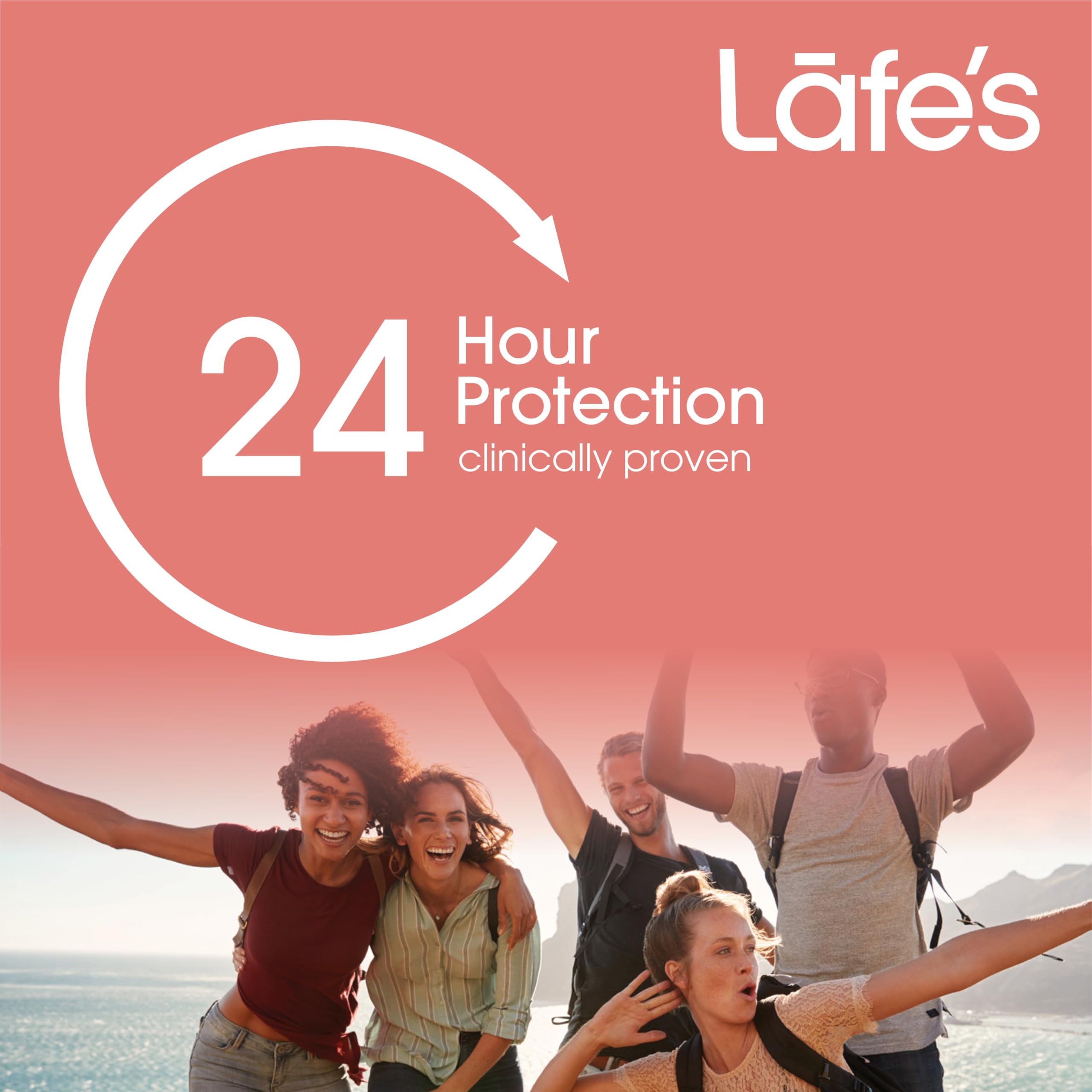 Lafe's deodorant spray in use, non-aerosol formula safe for skin contact.