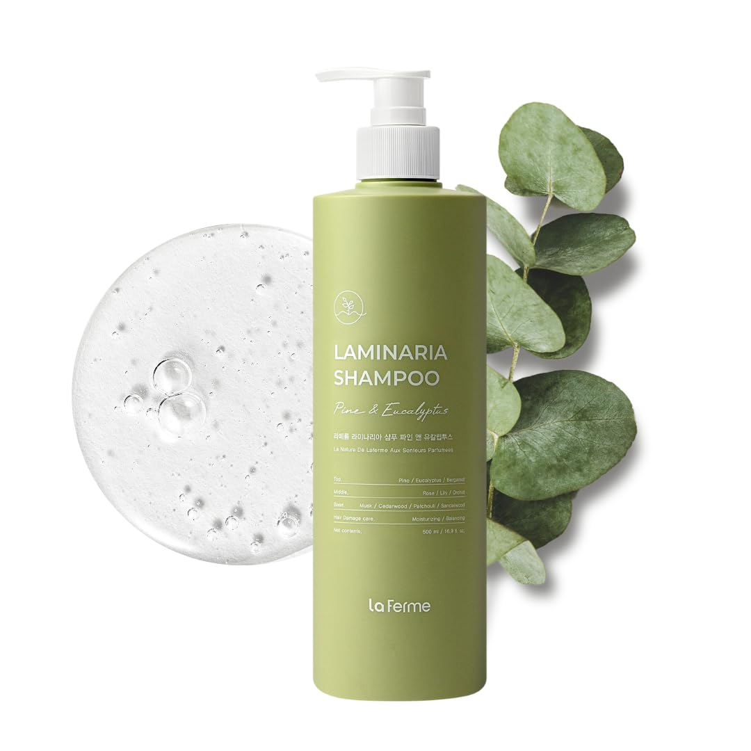 Laferme Laminaria Shampoo bottle front view highlights hydrating, sulfate-free cleansing.