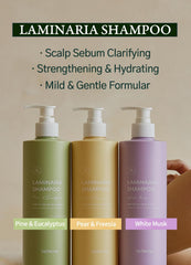 Laferme Laminaria Shampoo label closeup shows organic ingredients.