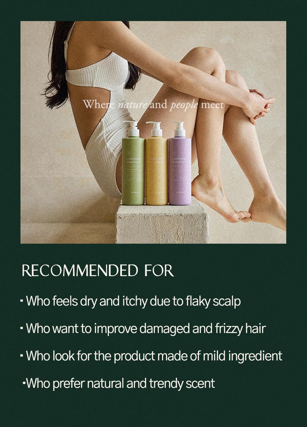 Laferme Laminaria Shampoo scalp hydration image conveys balanced sebum and comfort.