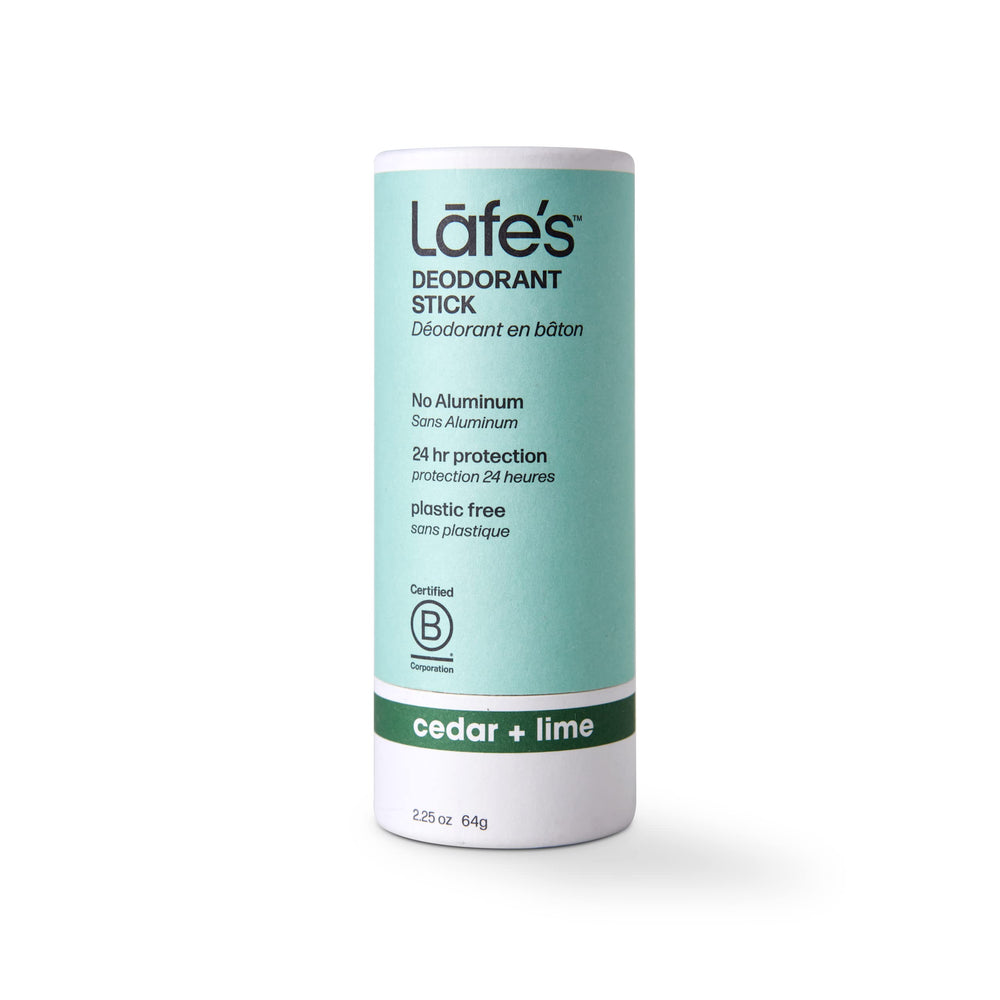 Lafe's Cedar & Lime deodorant stick delivers a natural, refreshing scent for daily wear.