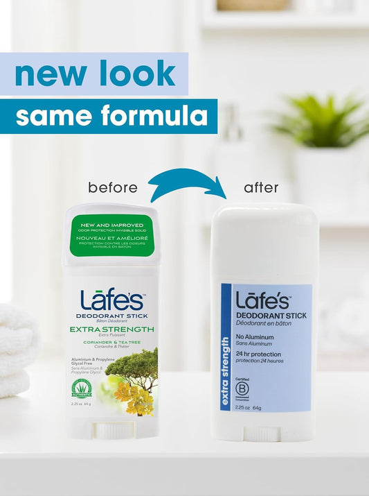 Lafe's aluminum-free baking soda-free formula for sensitive skin in a stick.