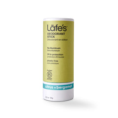 Lafe's Citrus Bergamot deodorant in paper barrel packaging, eco-friendly storage.