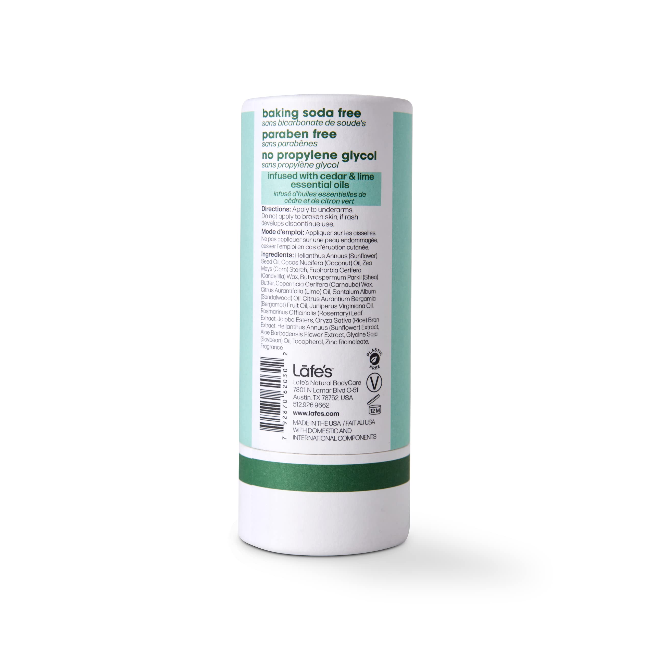 Lafe's toxin-free natural deodorant formula for sensitive skin.