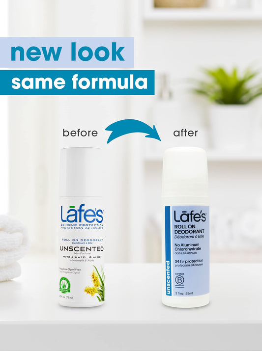 Lafe's USA-made packaging highlighting B Corp certification and family roots.
