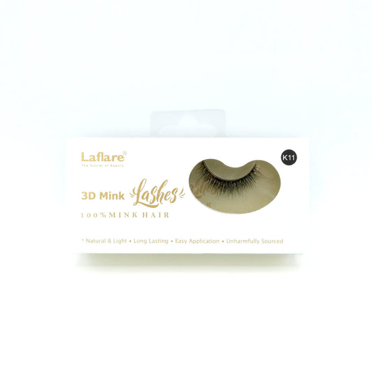 Laflare 3D mink eyelashes pack close-up showing soft natural fullness