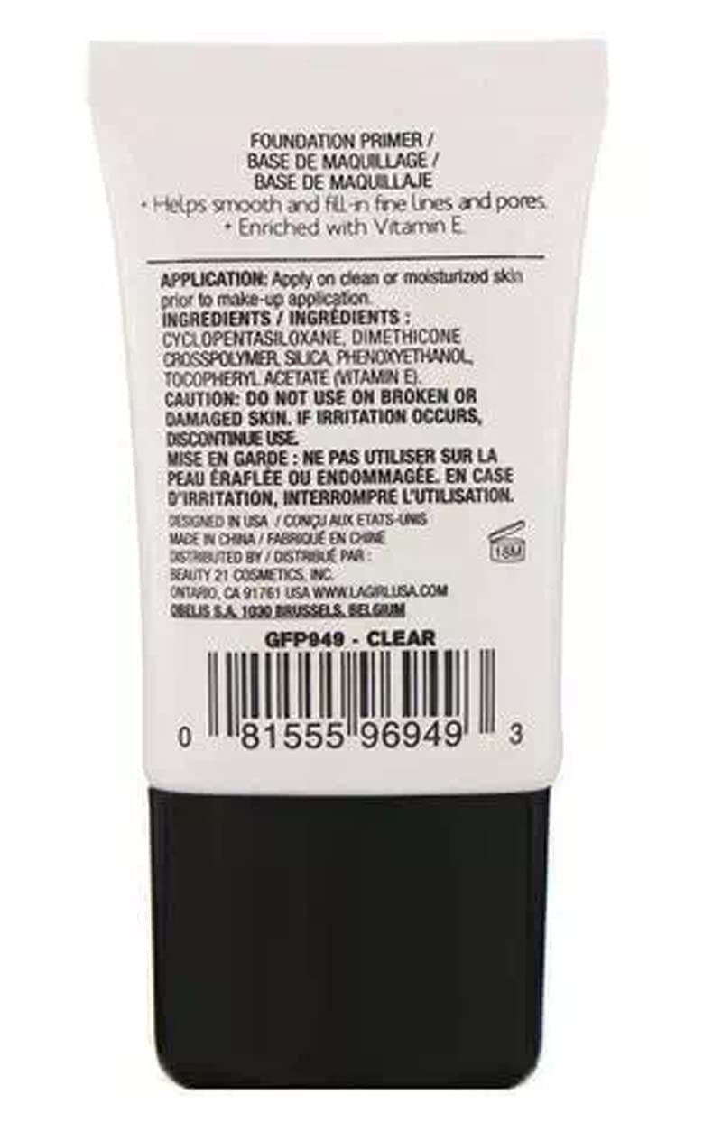 L.A. Girl primer swatch on skin demonstrates nourishing Vitamin E.