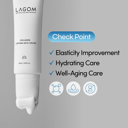 Close-up of LAGOM roller applying cream along the jawline for better definition.