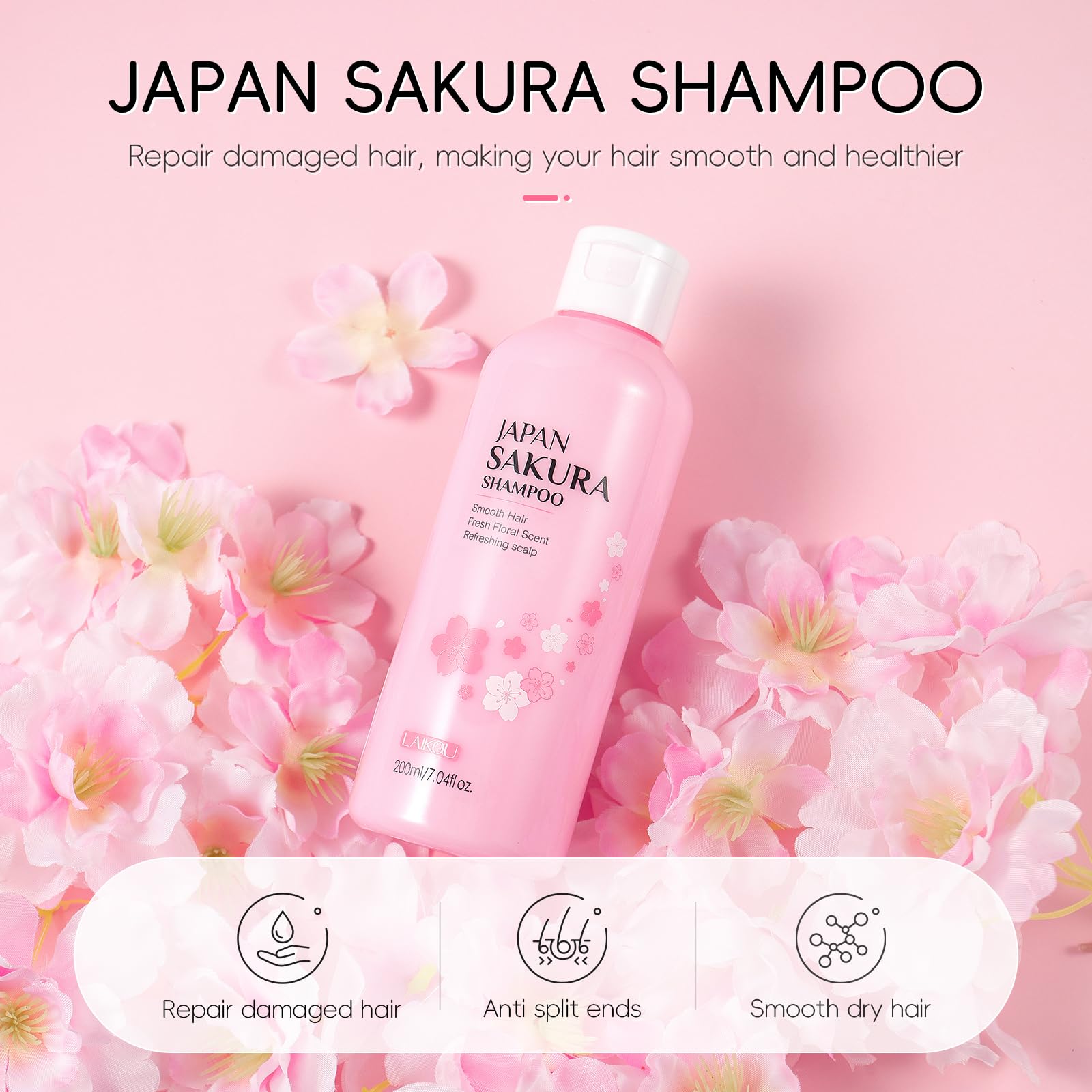 LAIKOU Sakura body wash bottle pour for soft skin and light fragrance