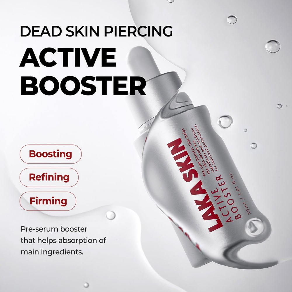Laka Active Booster dispenser pump showing clean, precise delivery during skincare routine