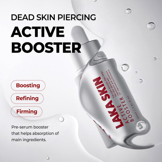 Laka Active Booster dispenser pump showing clean, precise delivery during skincare routine