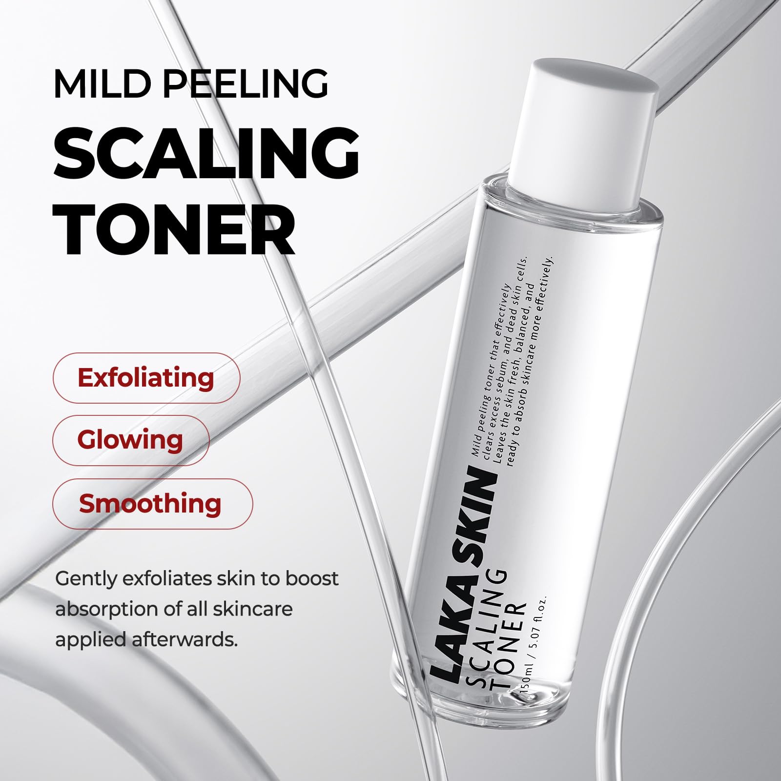 Close-up of Laka Scaling Toner liquid texture for quick absorption