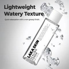 Laka Scaling Toner applied on cotton pad for even absorption