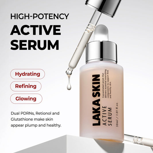 Laka Skin Active Serum pump-dispense detailed view for easy application