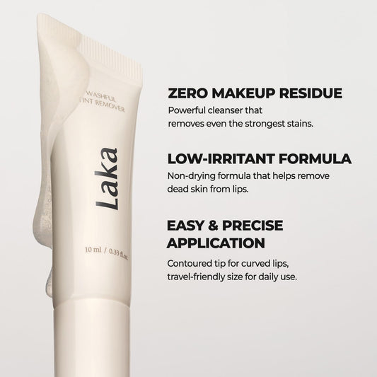 Laka Washful Lip Tint Remover applicator designed for on-the-go use.
