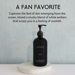Lake & Skye 11 11 hand soap top notes evoke ozonic freshness.