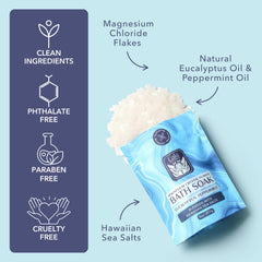 Laki Naturals bath soak dissolving in warm water for easy use.