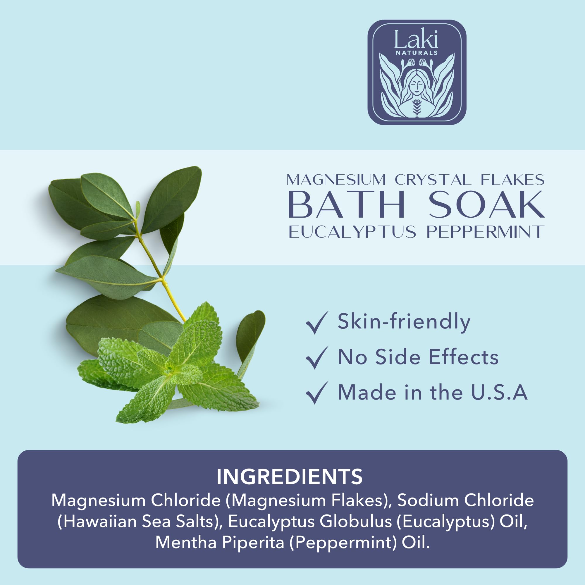 Laki Naturals bath soak with Hawaiian sea salts hydrates skin for a silky feel.