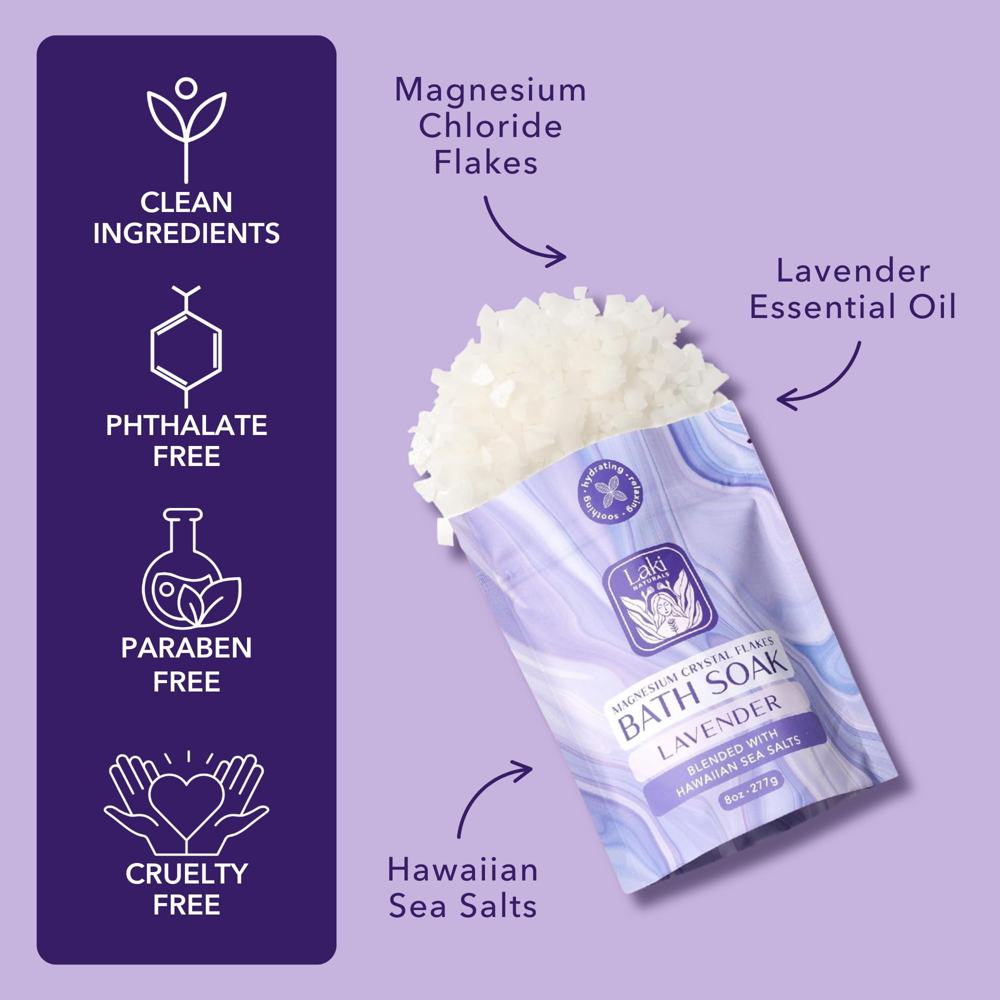 Laki Naturals bath soak demonstrating skin hydration and silky finish