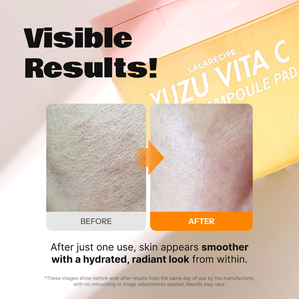 LALARECIPE Yuzu Toner Pads texture shows jelly-fit fabric delivering deep hydration.