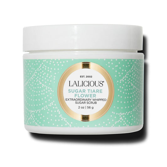 LaLicious Sugar Tiare Flower scrub bottle offering gentle exfoliation for smooth skin.