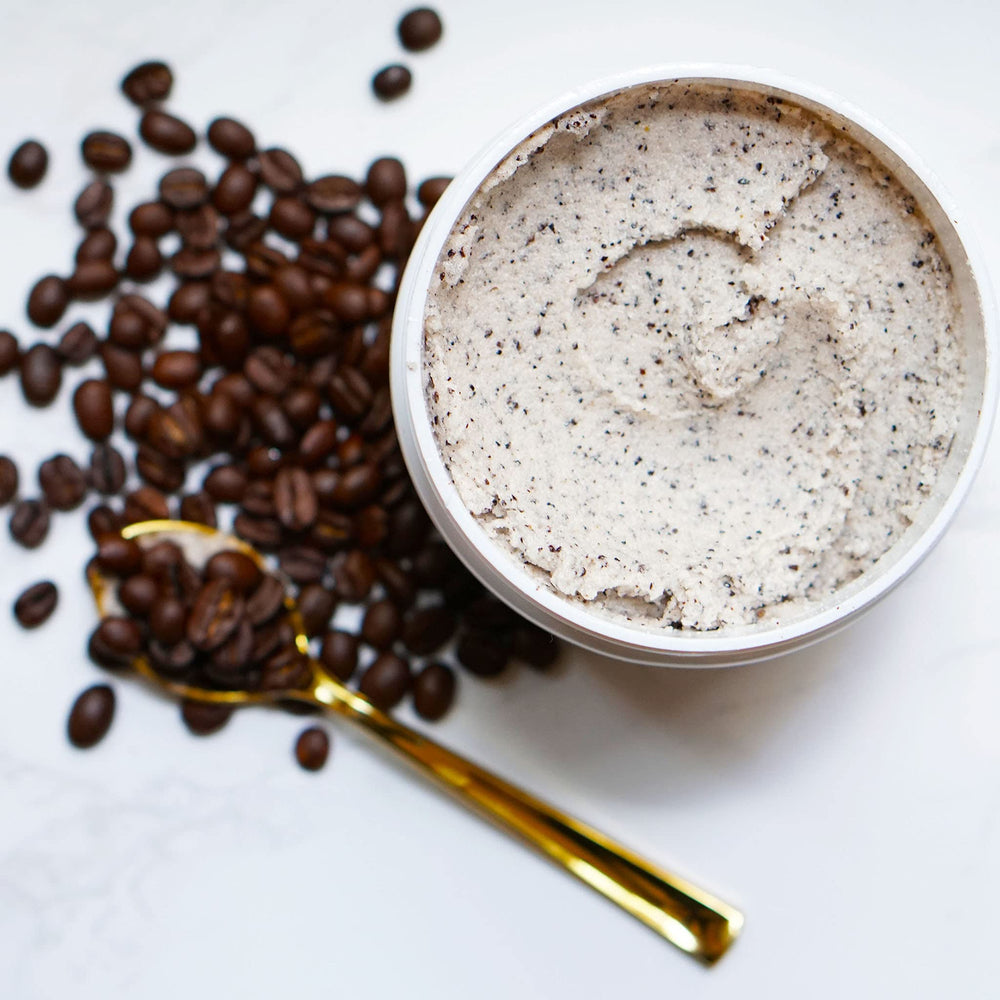 LaLicious Whipped Sugar Scrub Sugar Coffee coffee bean detail hints at scent.