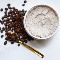 LaLicious Whipped Sugar Scrub Sugar Coffee coffee bean detail hints at scent.