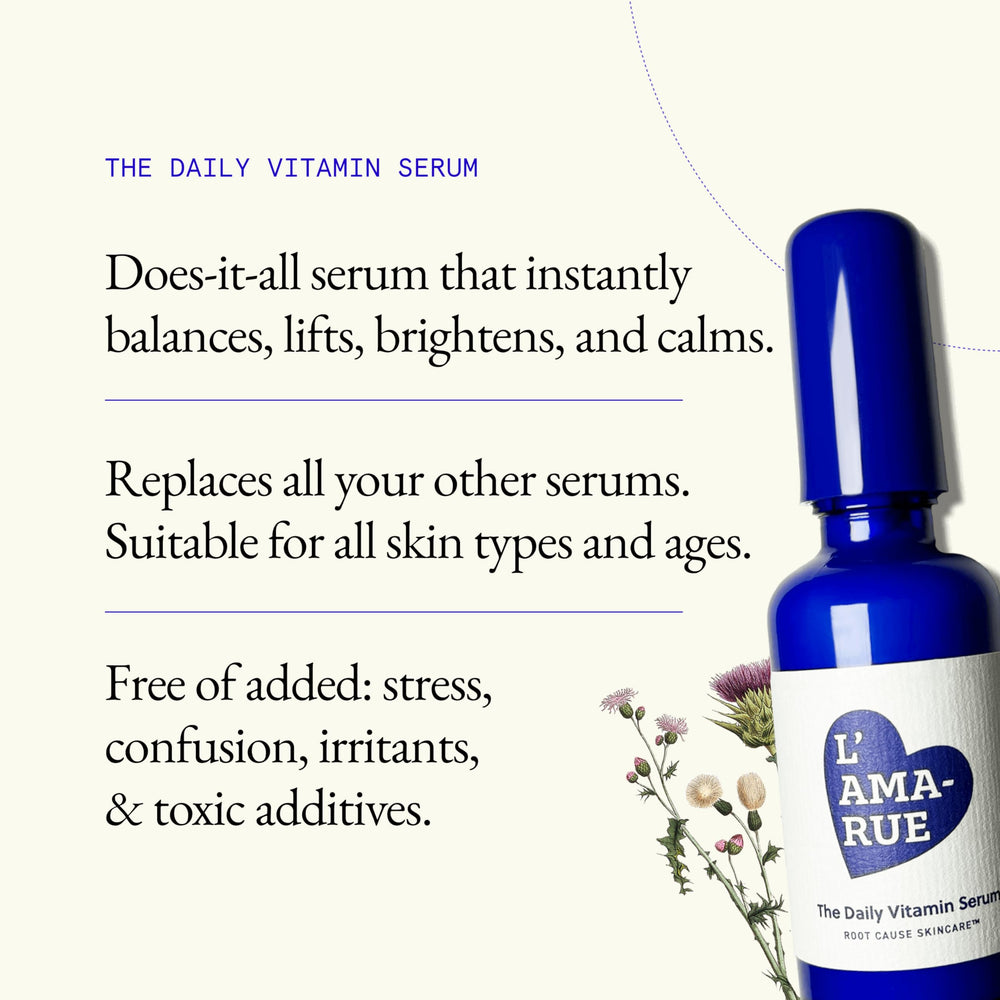 Lamarue Daily Vitamin Serum application scene highlights quick absorption.