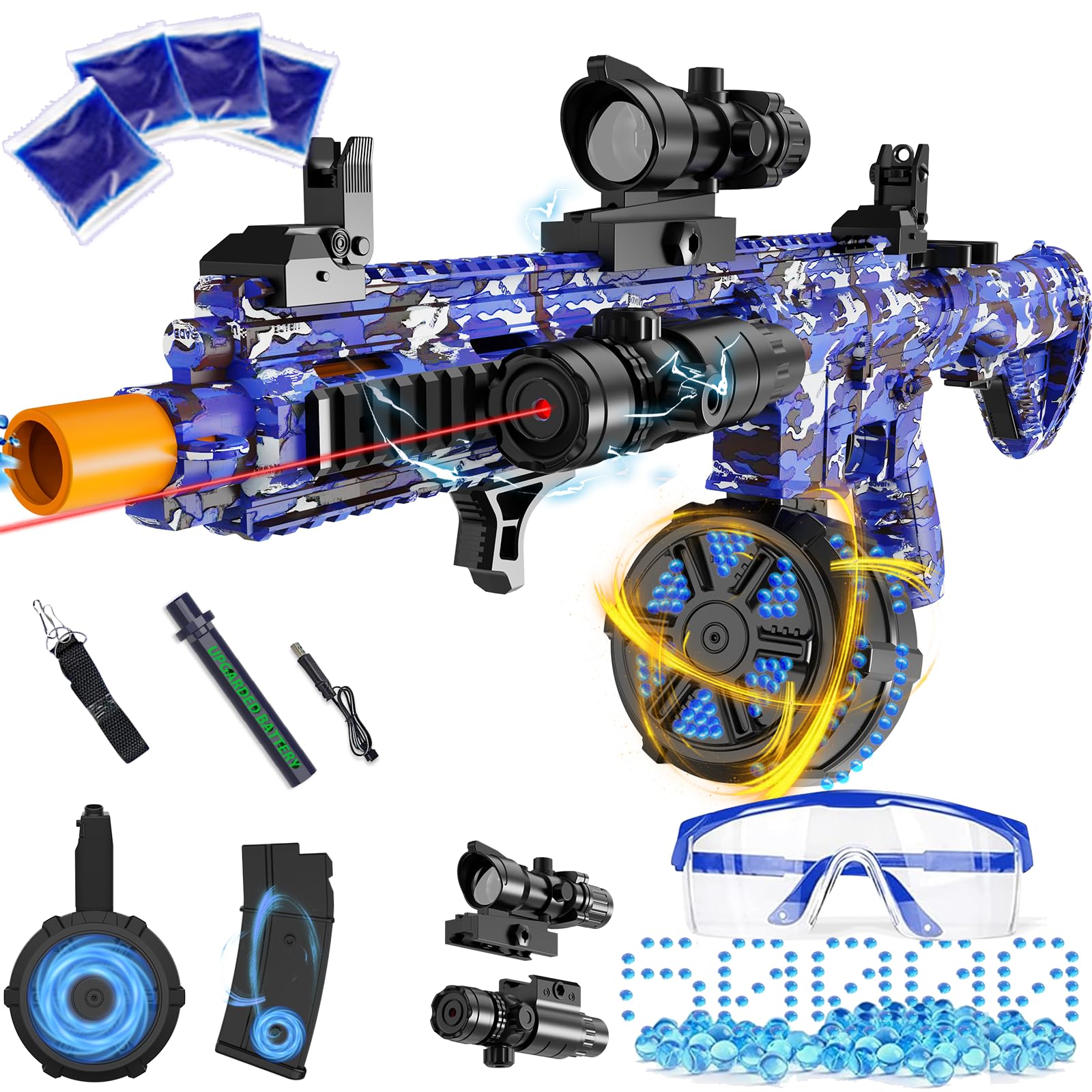LAN ZHANG GUI electric gel ball blaster blueblack front view for action-packed play
