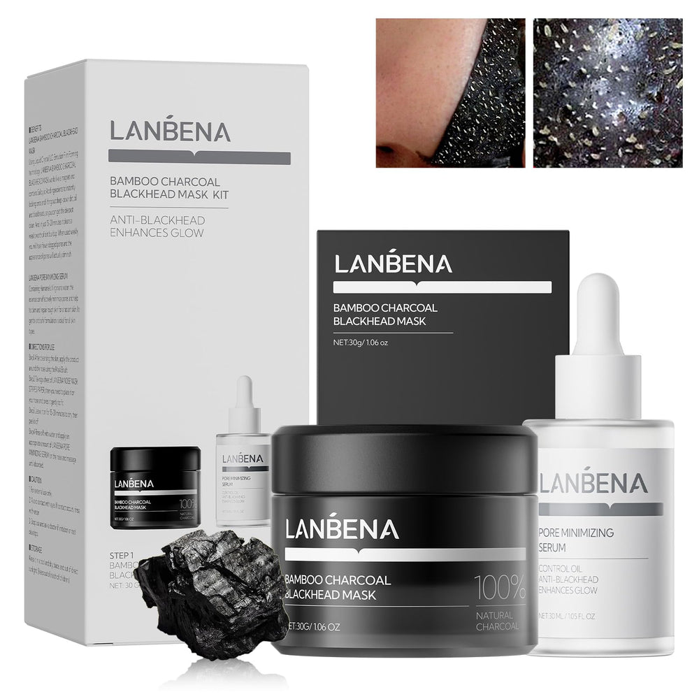 LANBENA bamboo charcoal pore strips pack for deep cleansing and refined pores.
