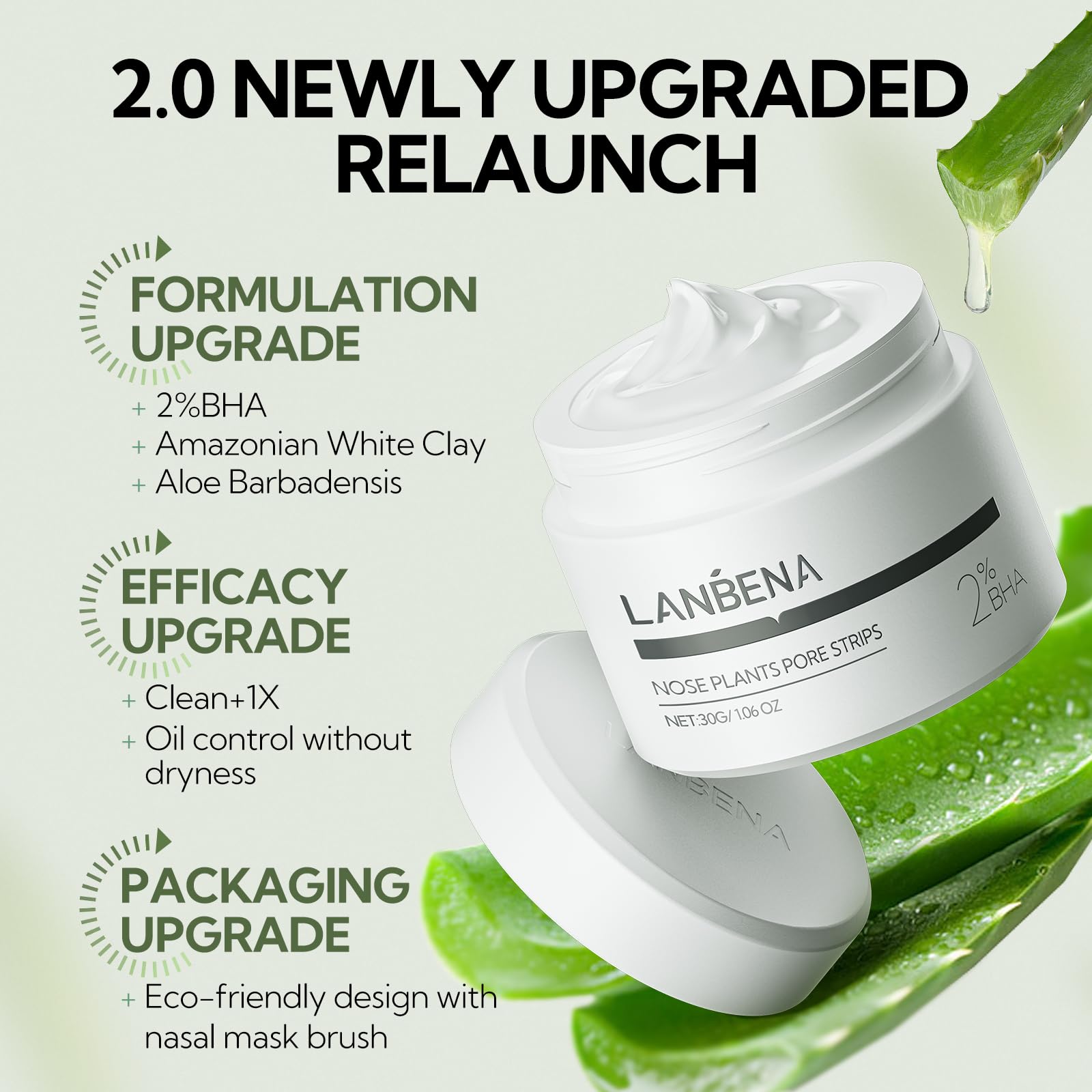 LANBENA aloe infused nose mask close up highlighting soothing pore cleansing