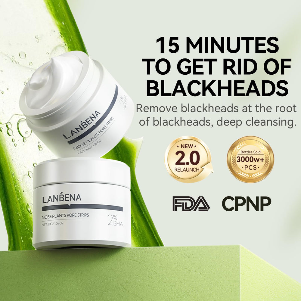 LANBENA packaging showing 60 strips for convenient at home pore cleansing