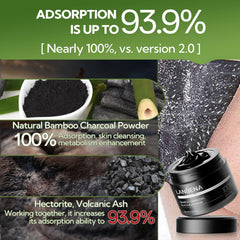 LANBENA charcoal mask texture close-up highlighting detoxifying surface.