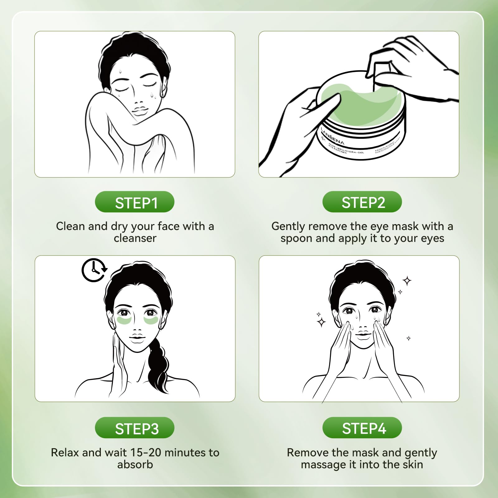 LANBENA eye patches ideal for morning routine to hydrate before makeup.