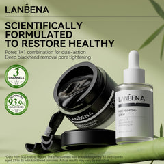 LANBENA pore-minimizing serum bottle for hydration and smoother skin texture.