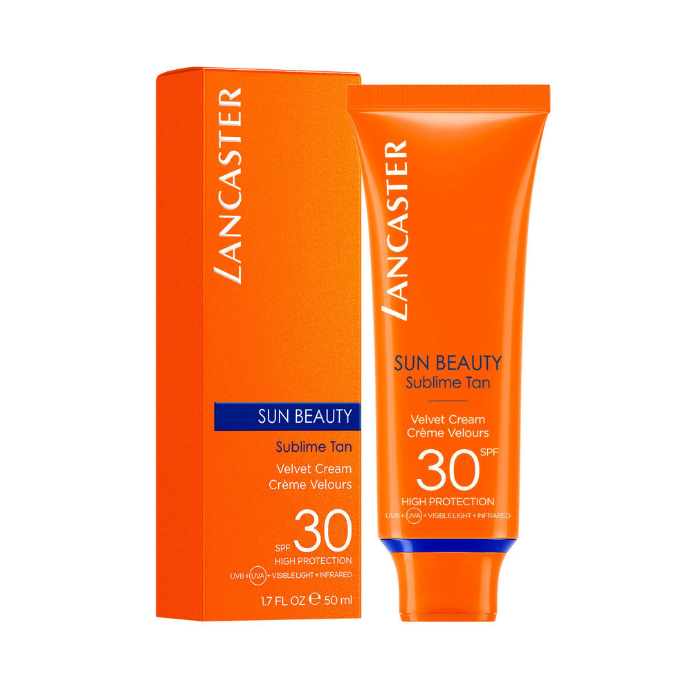 Close-up texture of Lancaster Velvet Touch Cream for smooth, velvety skin