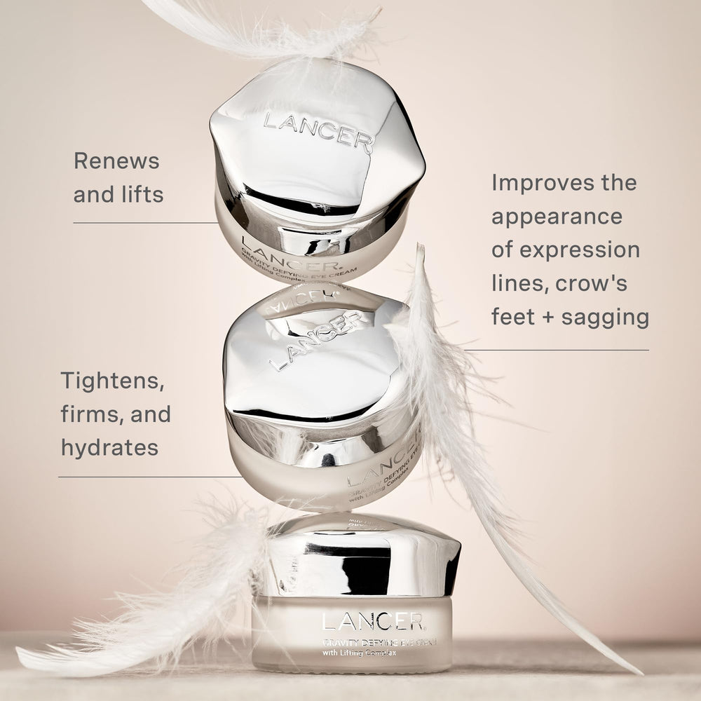 The crow's feet area looks smoother with Lancer Gravity Defying Eye Cream.