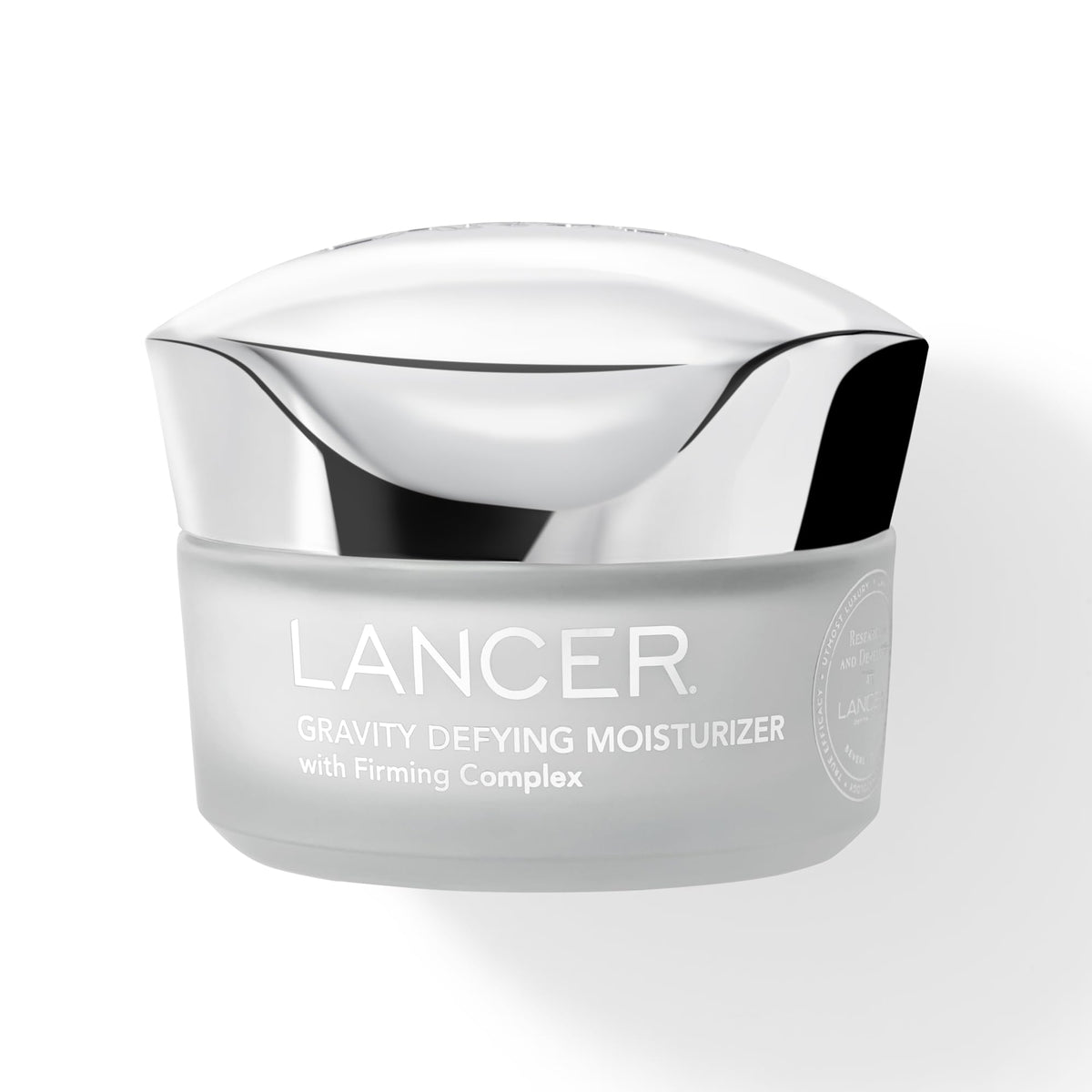 Lancer Gravity Defying Moisturizer bottle cap close-up showing premium packaging and hydrating feel