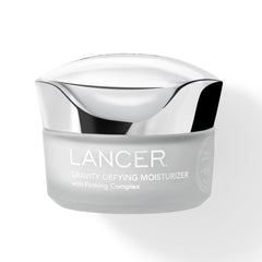 Lancer Gravity Defying Moisturizer bottle cap close-up showing premium packaging and hydrating feel