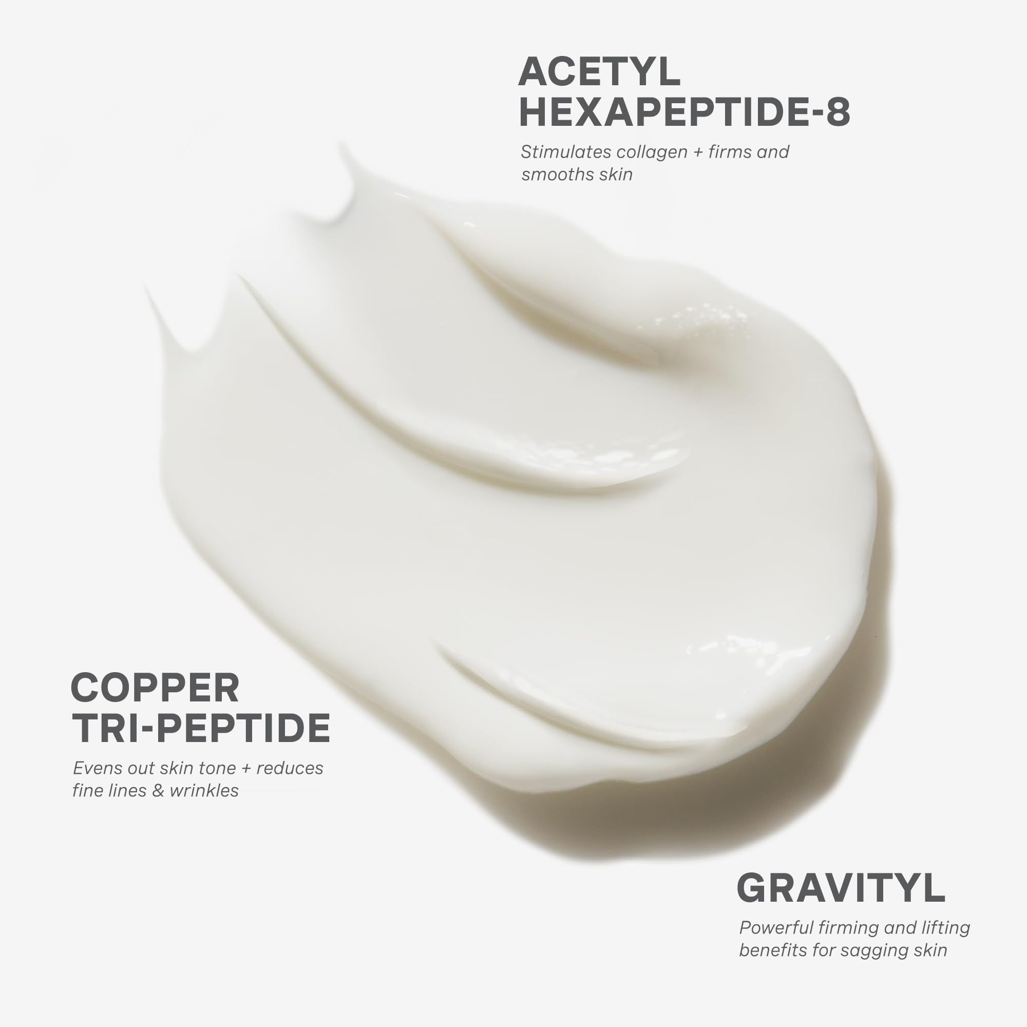 Lancer Gravity Defying Moisturizer cream texture on skin demonstrates firming effect