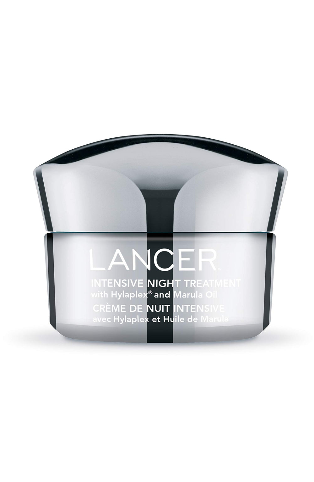 Lancer Intensive Night Treatment bottle close-up for hydrated, nourished skin.