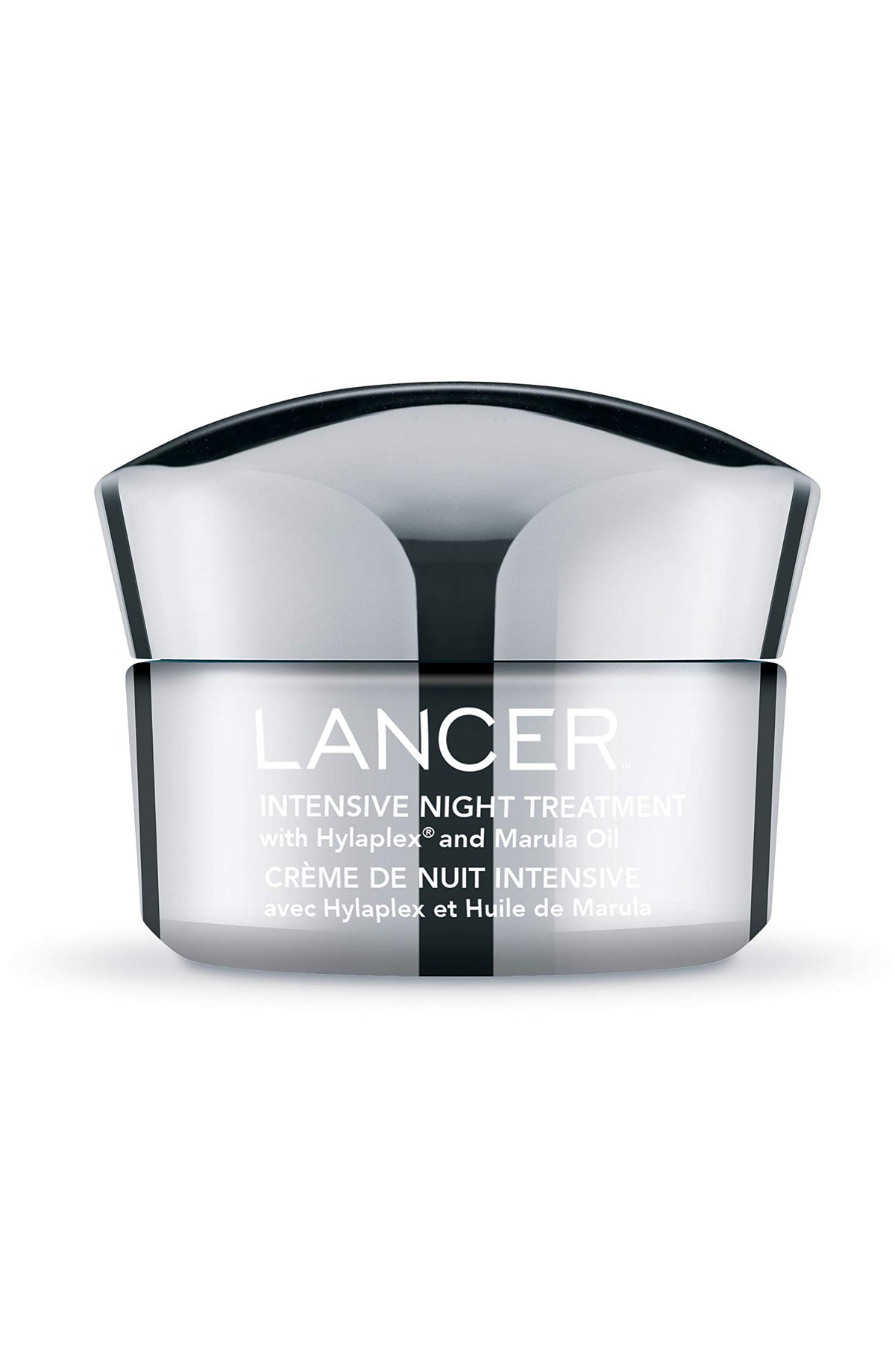 Lancer Intensive Night Treatment bottle close-up for hydrated, nourished skin.