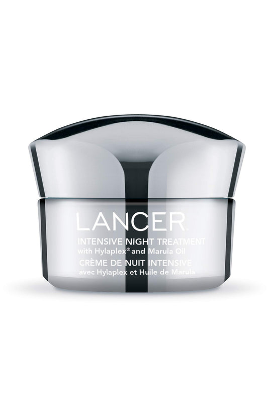 Lancer Intensive Night Treatment bottle close-up for hydrated, nourished skin.