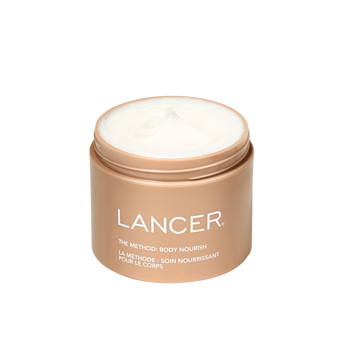 Lancer The Method Body Nourish Cream bottle demonstrates hydration for radiant skin.