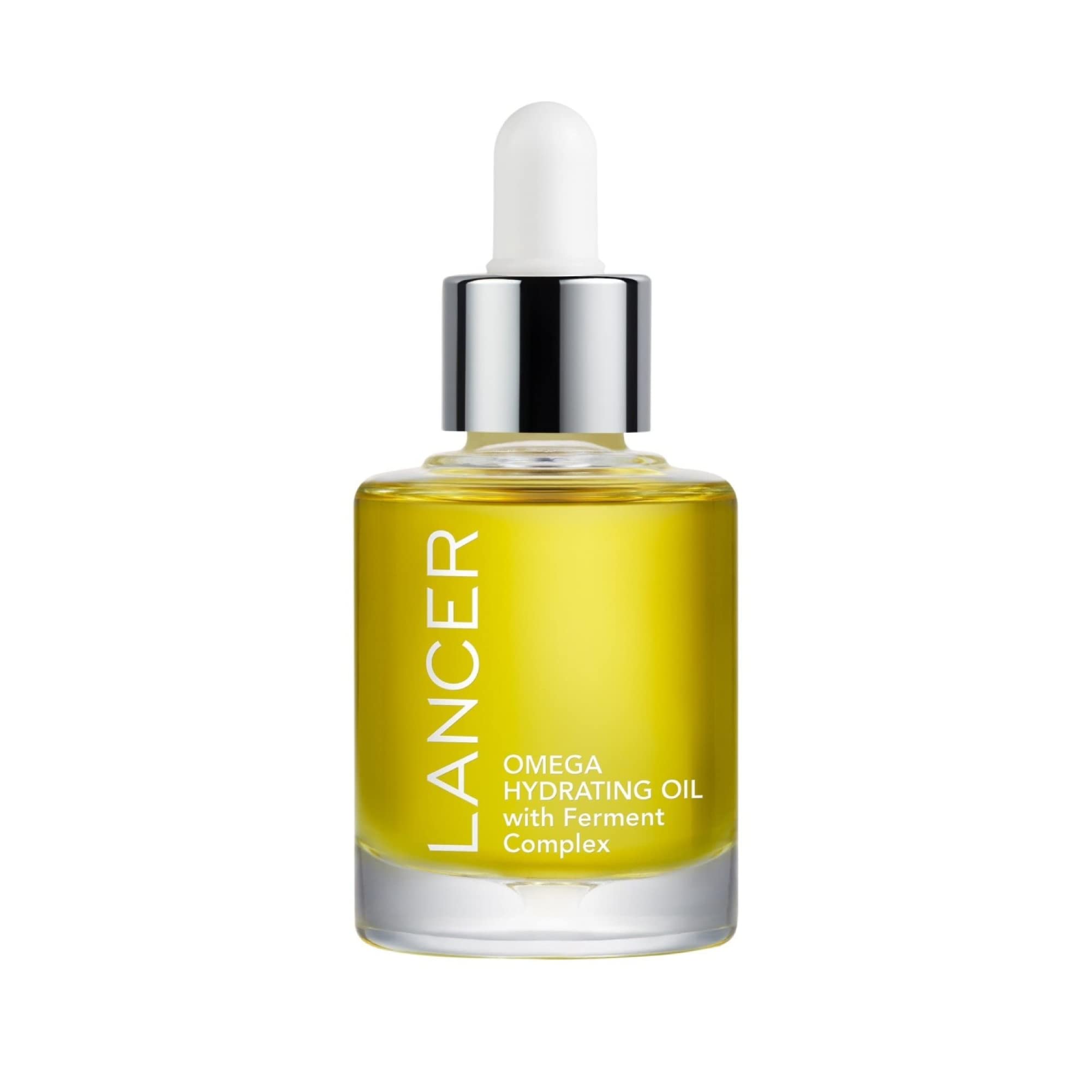 Lancer Omega Hydrating Oil bottle front delivers radiant, nourished skin.