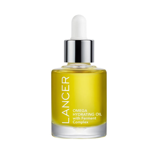 Lancer Omega Hydrating Oil bottle front delivers radiant, nourished skin.