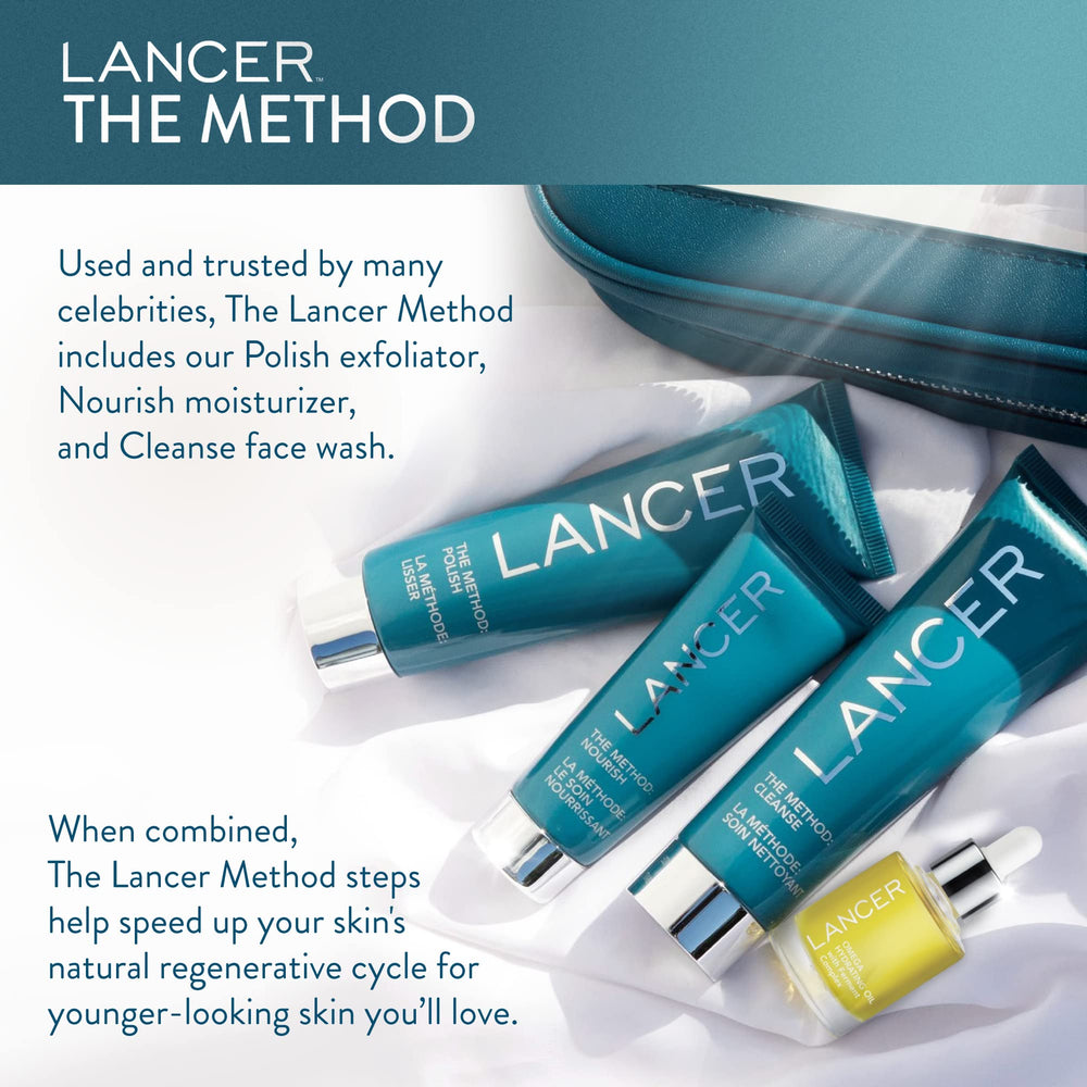 Lancer Omega Hydrating Oil palm application warms for smooth distribution.