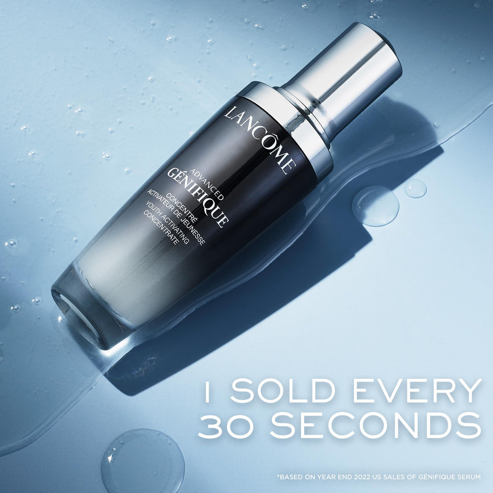 Lancôme Advanced Génifique packaging displayed on a premium skincare shelf.