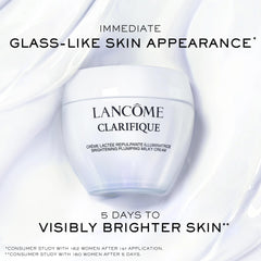 Lancôme Clarifique Milky Cream texture swirl: shows creamy-to-light formula for quick absorption.